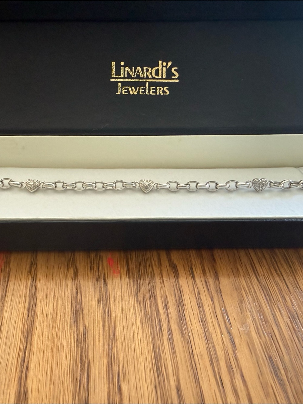 Sterling Silver Heart Link Bracelet - Silver